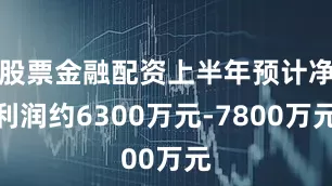 股票金融配资上半年预计净利润约6300万元-7800万元